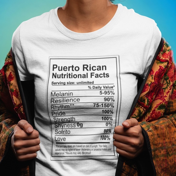 T-Shirt Addicts Tops - Puerto Rican Nutritional Facts T-Shirt